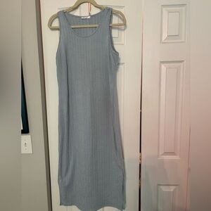 Chic Sleeveless Light Blue Midi Dress
